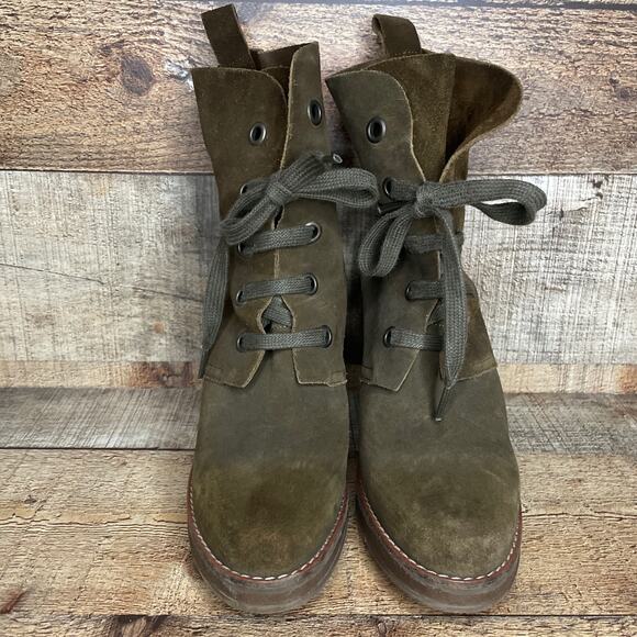 Ras Brown Italian Suede Leather Lace Up Heeled Booties Ankle Boots Size 35 5 - Picture 3 of 11